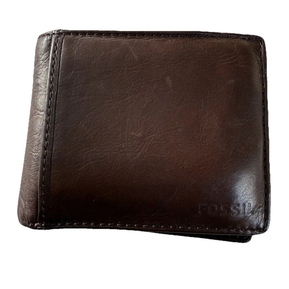 Fossil Ingram Traveler Brown Leather Bifold Wallet
